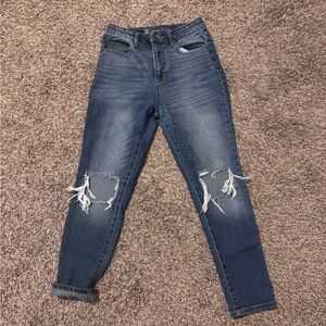 No Boundaries Blue Skinny Jeans with Distressed Knees
